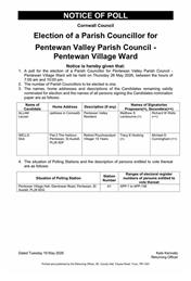 Pentewan Valley Parish By Election - Pentewan Valley Ward